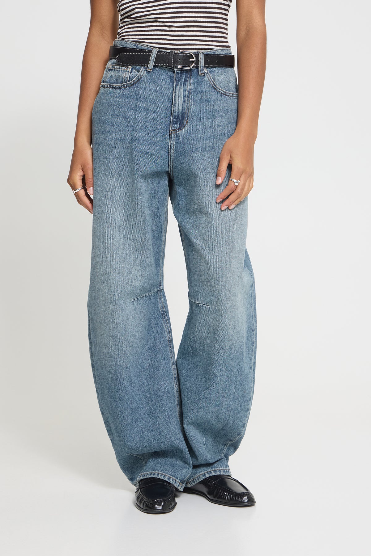 ICHI Ihmilana Balloon Pant Washed Medium Blue