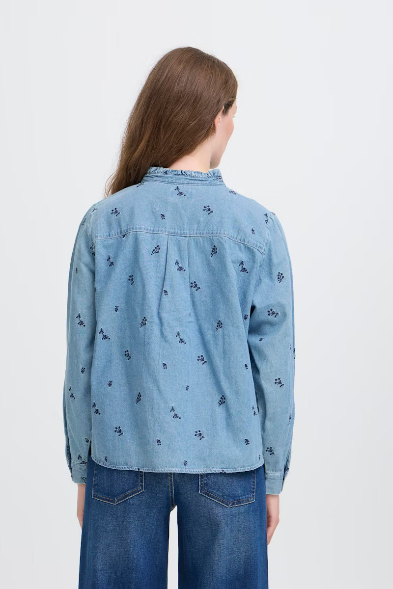 Archer Embroidered Denim Shirt by ICHI