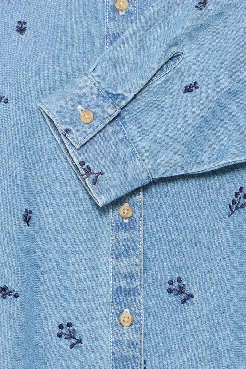 Archer Embroidered Denim Shirt by ICHI