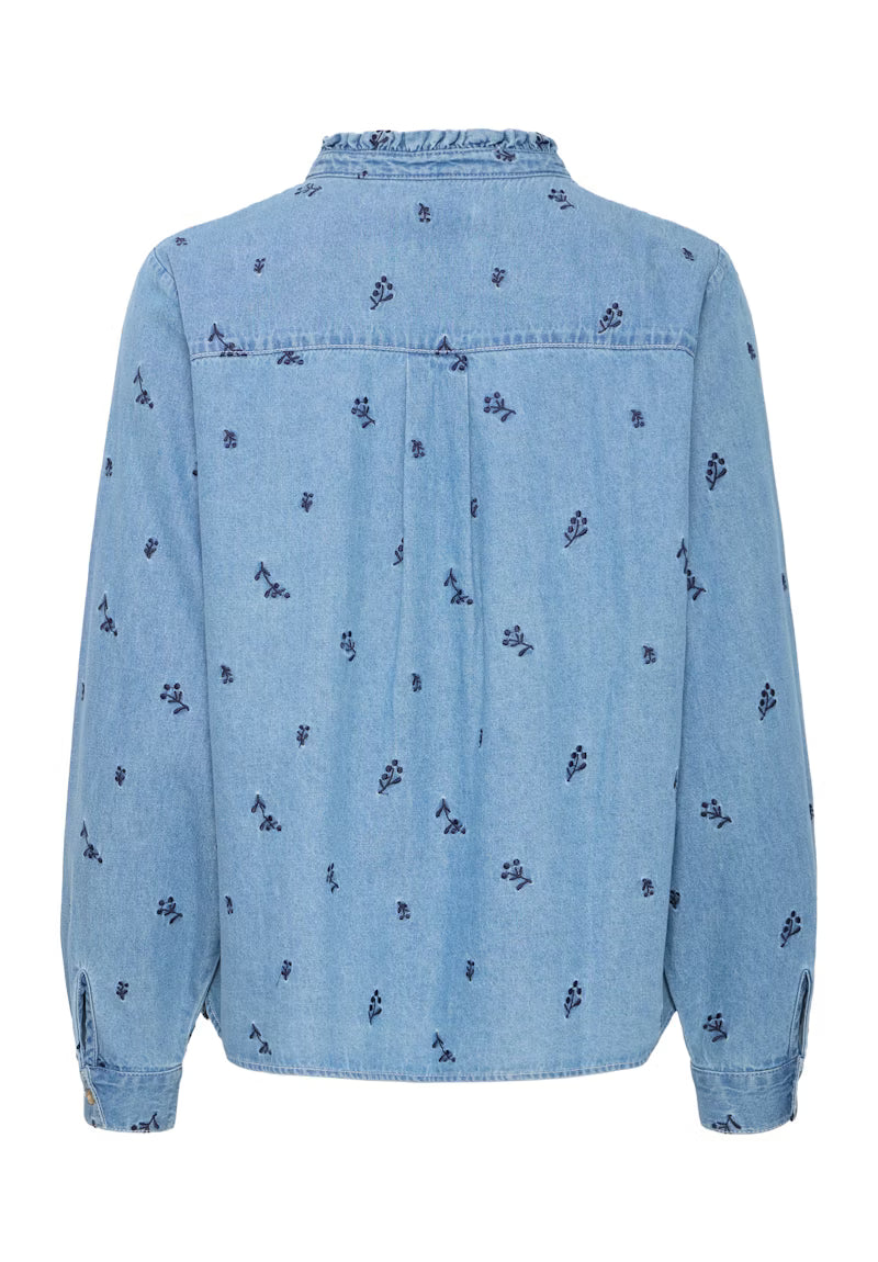 Archer Embroidered Denim Shirt by ICHI