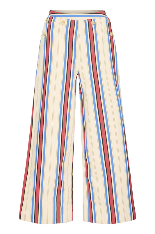 Fania Blue and Red Stripe Trousers by ICHI