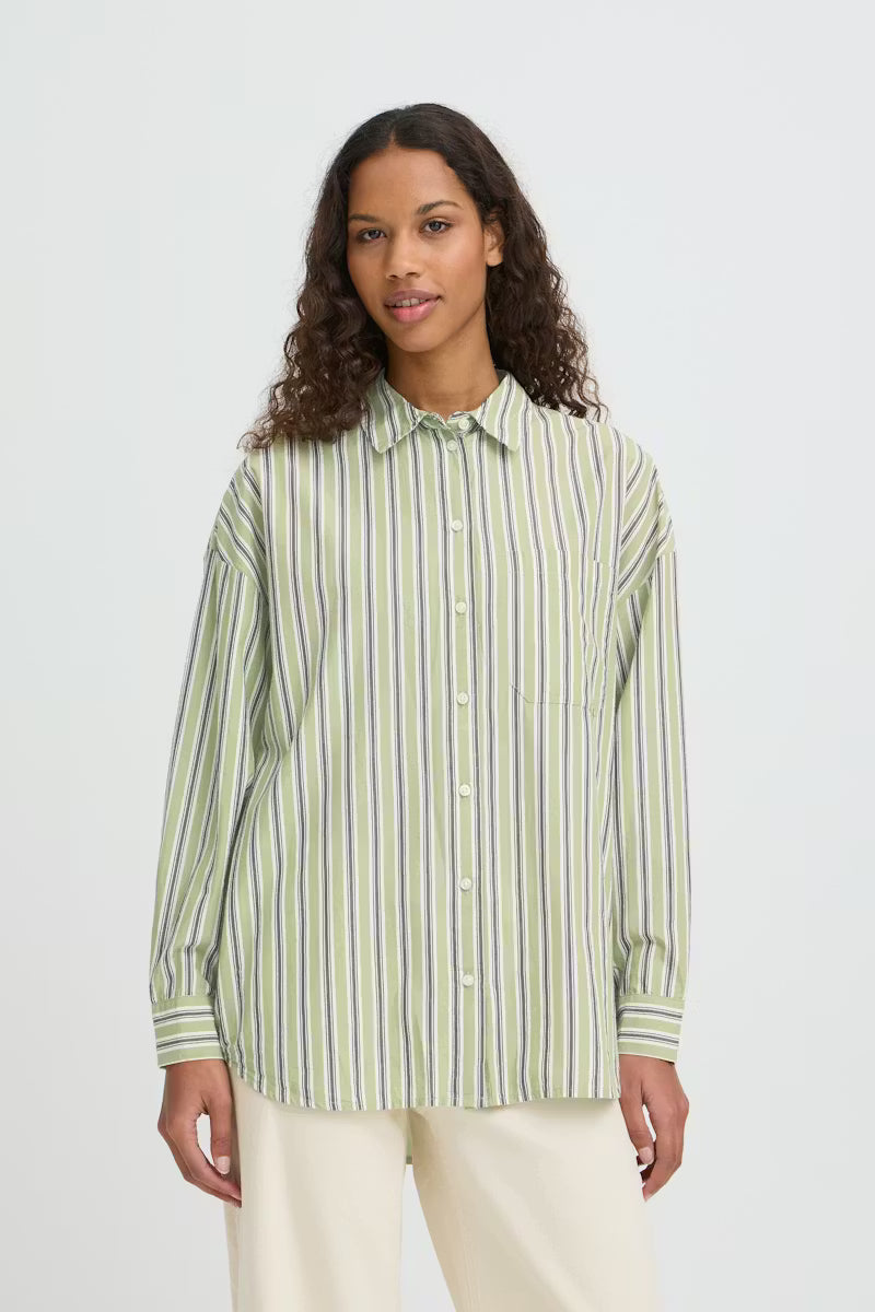 Fluca Shirt Green Stripe by ICHI