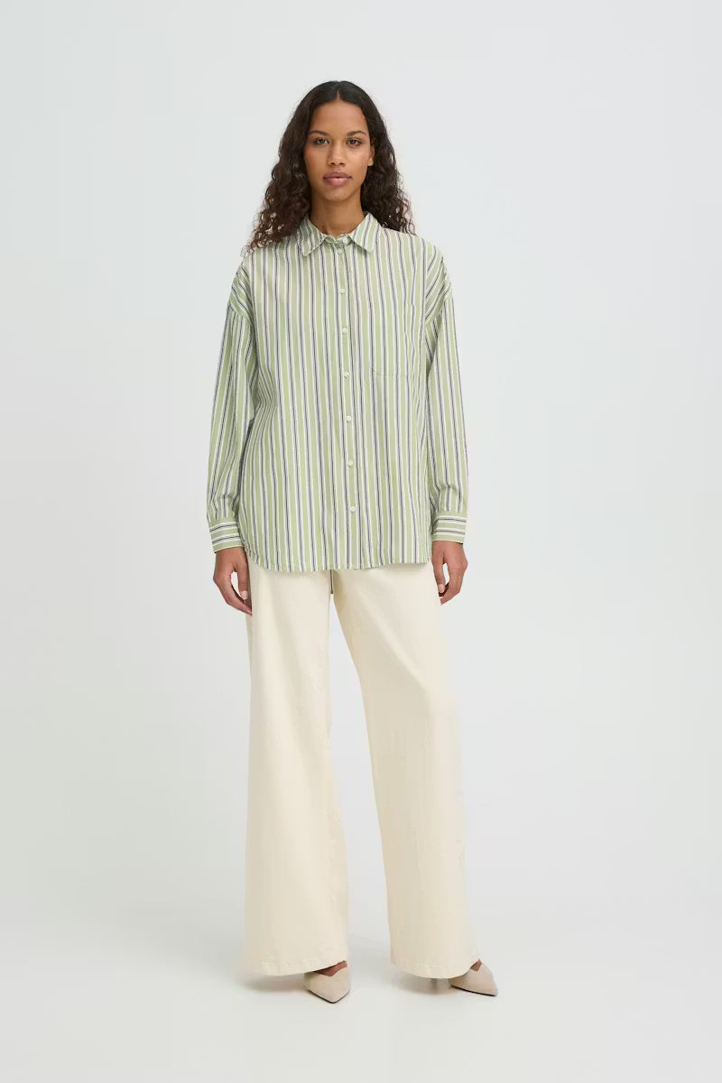 Fluca Shirt Green Stripe by ICHI