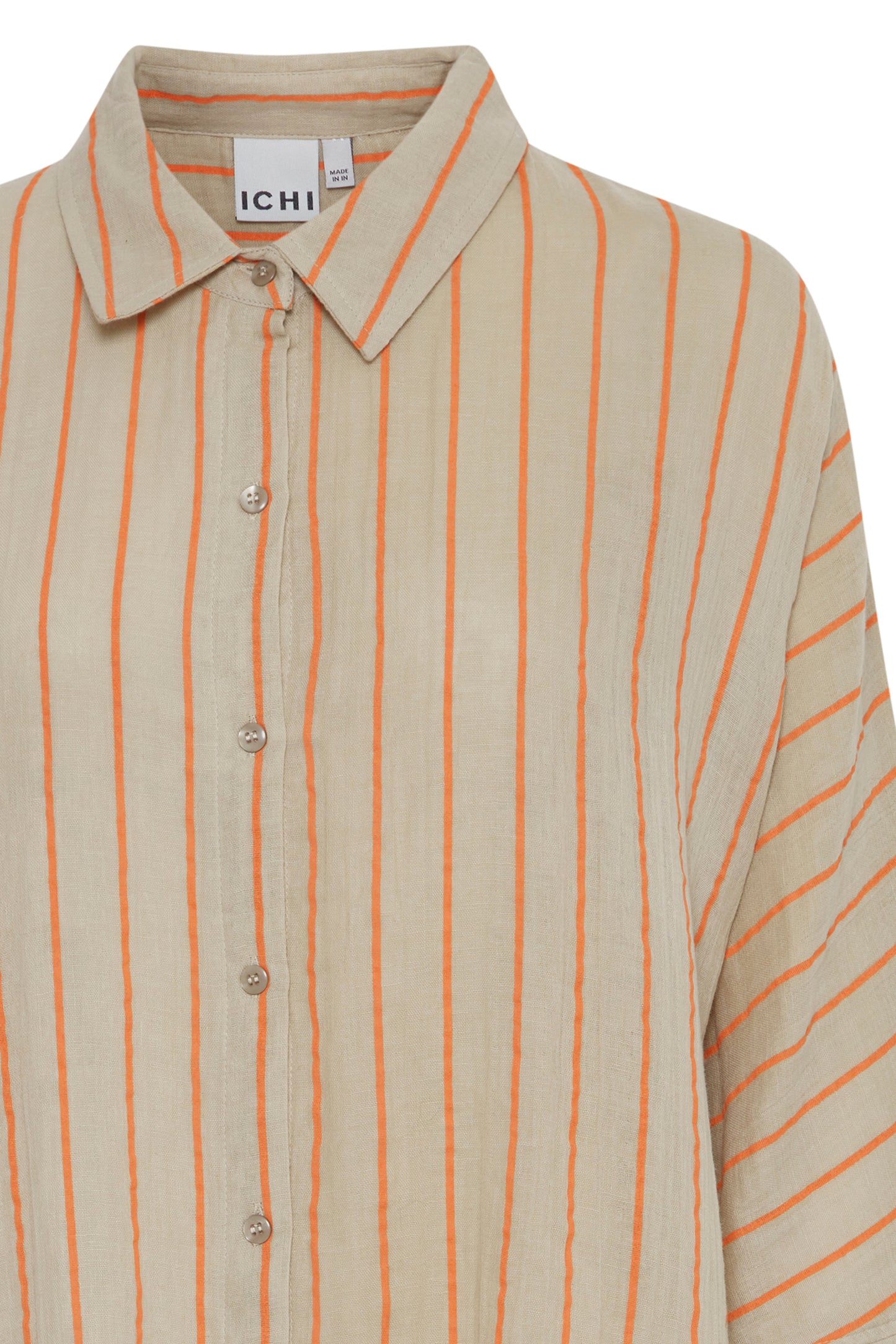 Foxa Doeskin/Coral Stripe Relaxed Shirt by ICHI