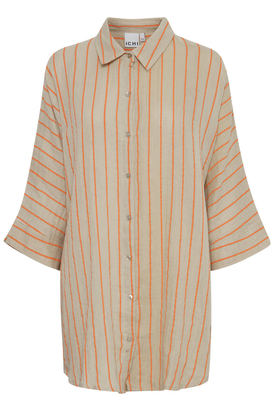 Foxa Doeskin/Coral Stripe Relaxed Shirt by ICHI