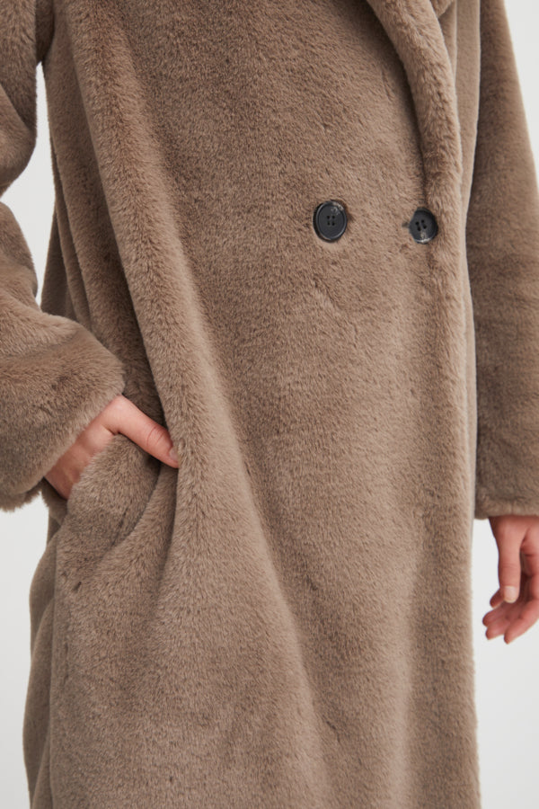 Haya Faux Fur Coat by ICHI