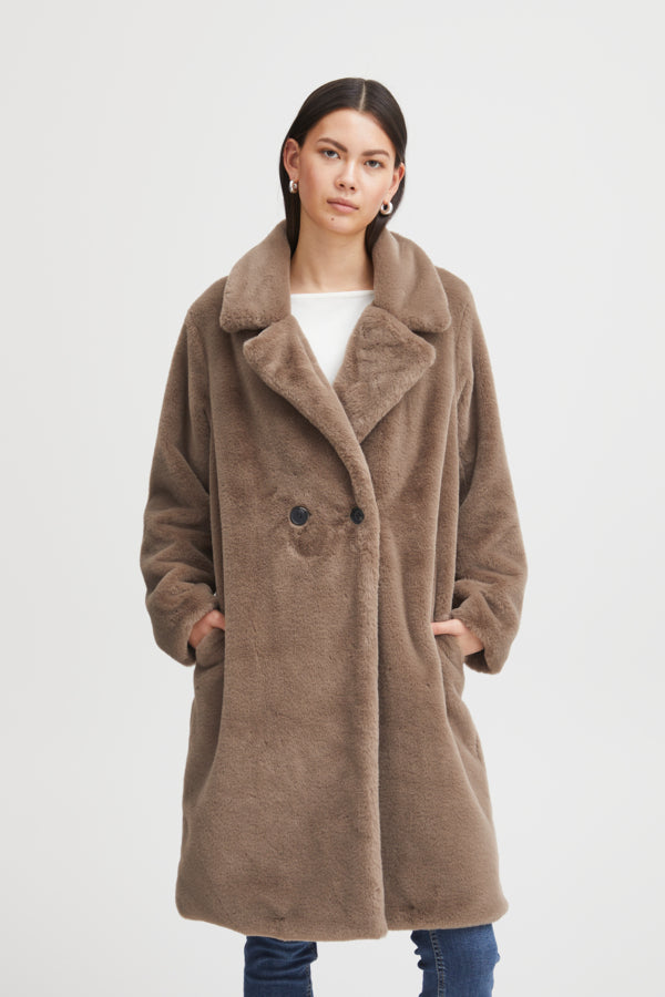 Haya Faux Fur Coat by ICHI