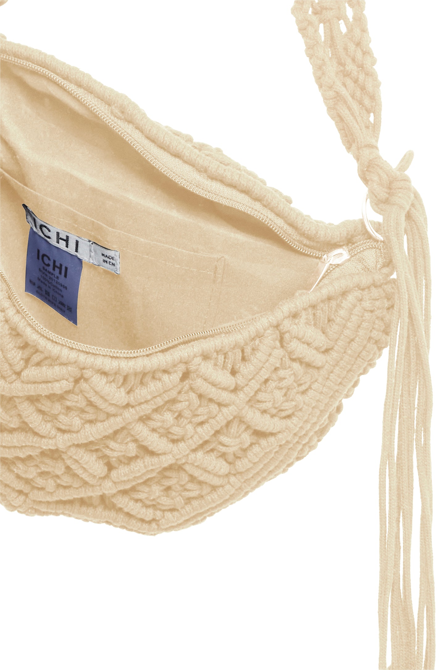 ICHI Veran Crochet Bag - Birch