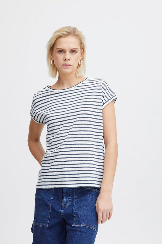 Yulietta Navy/White Stripe T-Shirt by ICHI