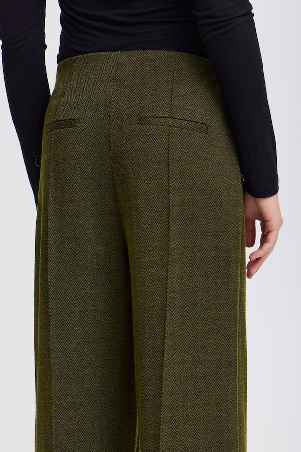 Kate Wide Leg Black/Lizard Herringbone Trouser by ICHI