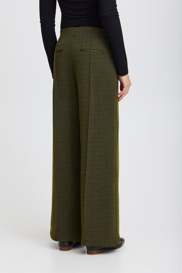 Kate Wide Leg Black/Lizard Herringbone Trouser by ICHI