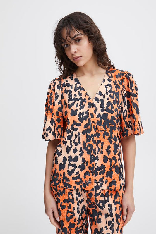 Ihramya Coral Leopard Shirt by ICHI