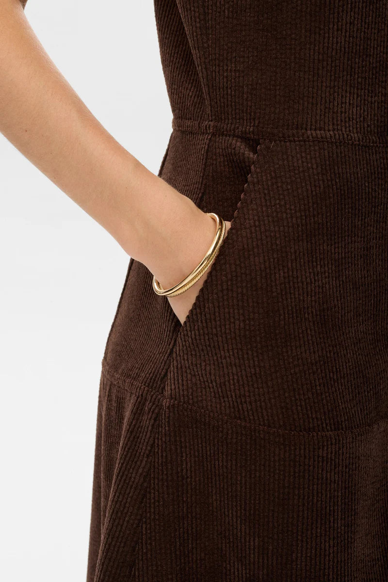 Thea Black Coffee Corduroy Dress by NUMPH