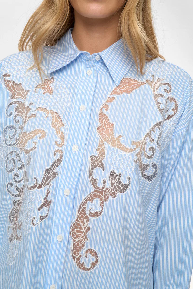 Numph Valerie Pinstripe Lace Shirt