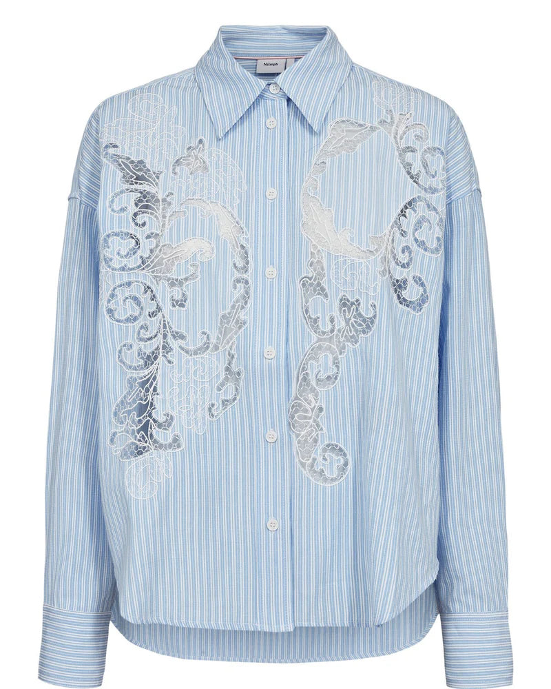 Numph Valerie Pinstripe Lace Shirt
