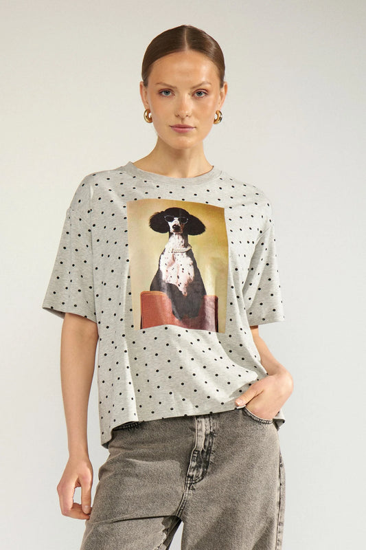 NUMPH Nurossa Oversize Tee - Grey Polka