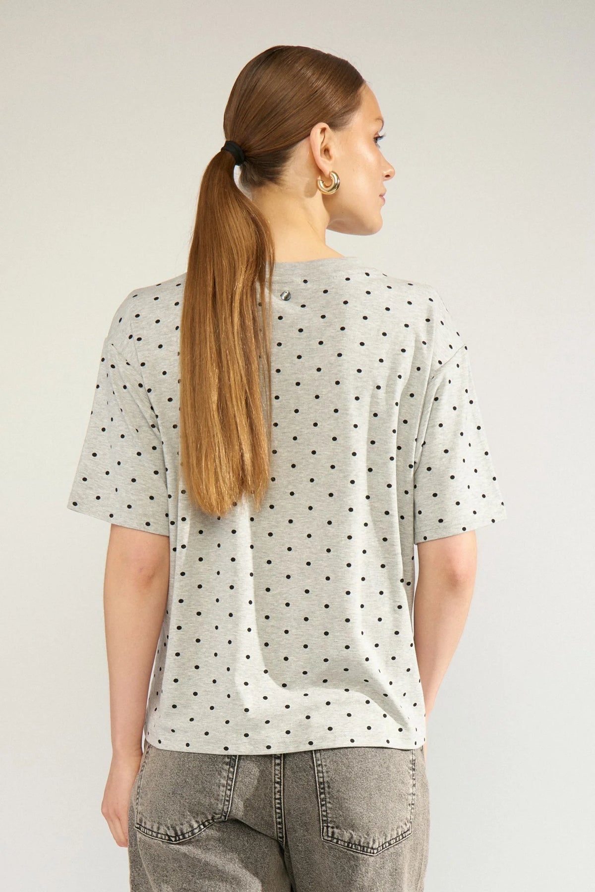 NUMPH Nurossa Oversize Tee - Grey Polka