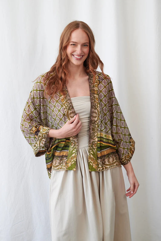 One Hundred Stars Amulet Green Kimono