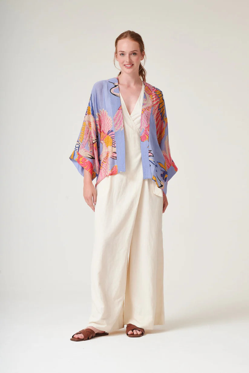 One Hundred Stars Crane Periwinkle Kimono
