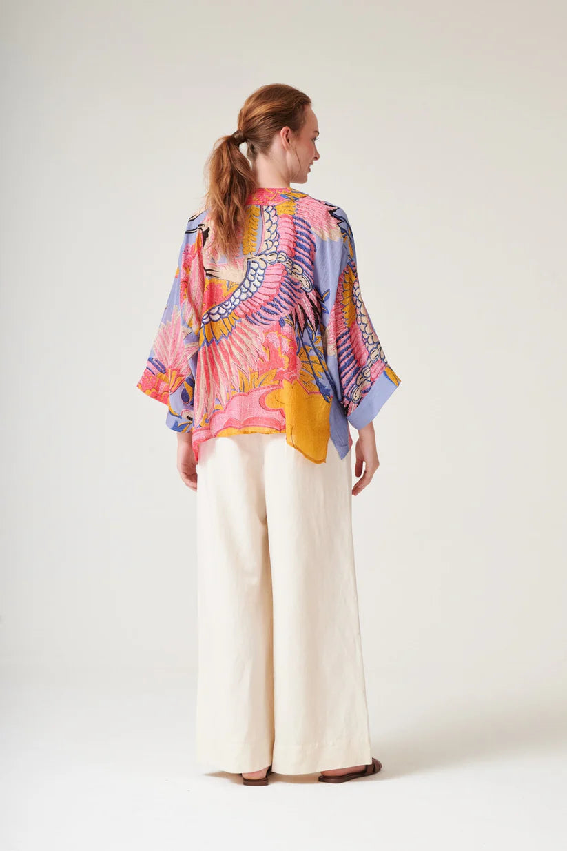 One Hundred Stars Crane Periwinkle Kimono