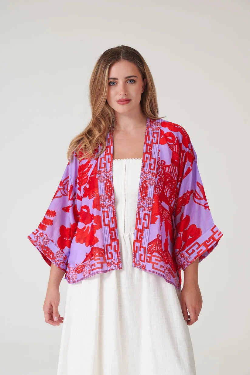 One Hundred Stars Violet Giant Willow Kimono