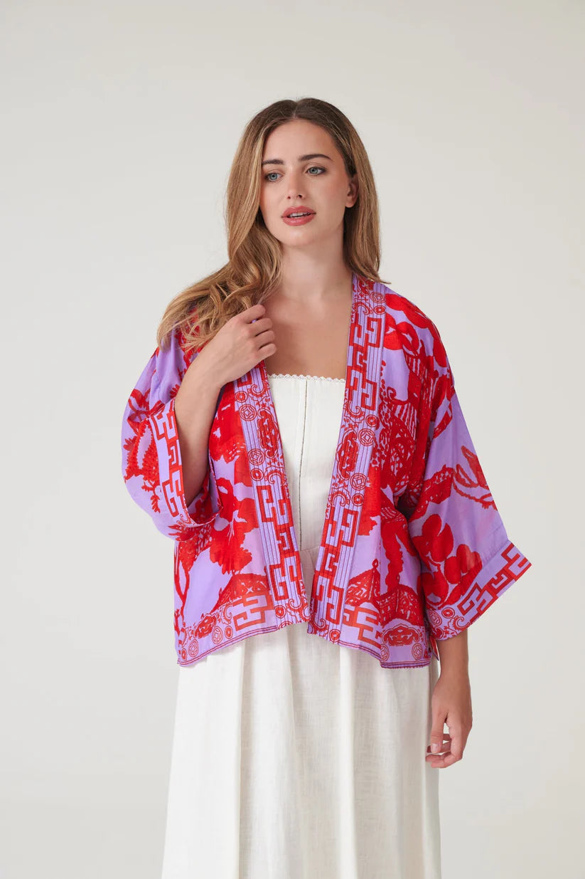 One Hundred Stars Violet Giant Willow Kimono