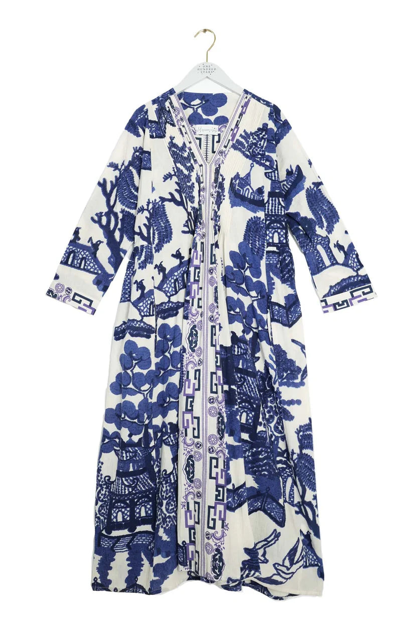 Giant Willow Blue Pinch Pleat Dress by One Hundred Stars
