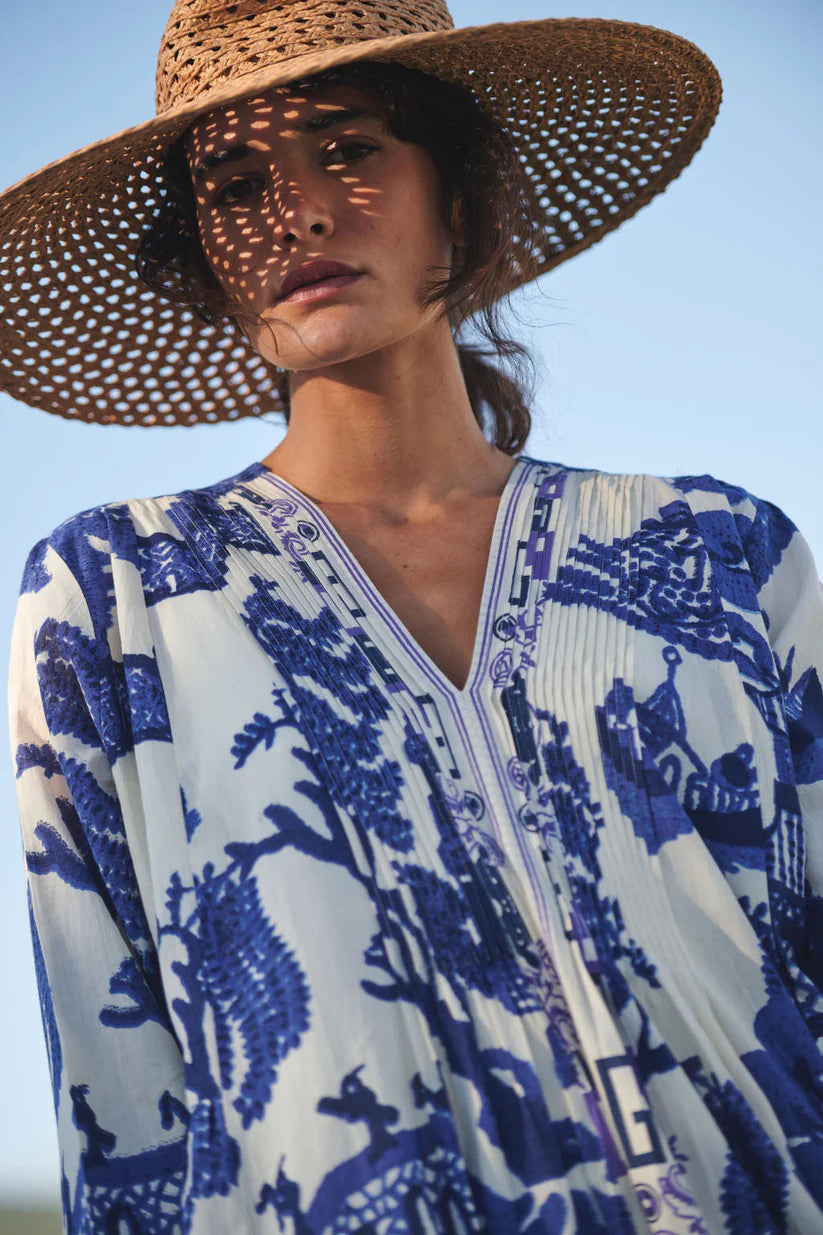 Giant Willow Blue Pinch Pleat Dress by One Hundred Stars
