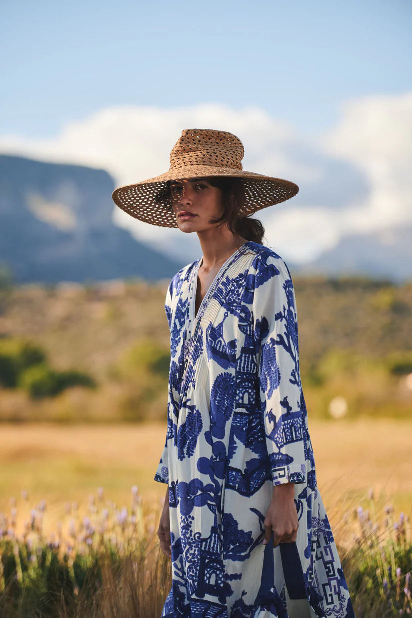Giant Willow Blue Pinch Pleat Dress by One Hundred Stars