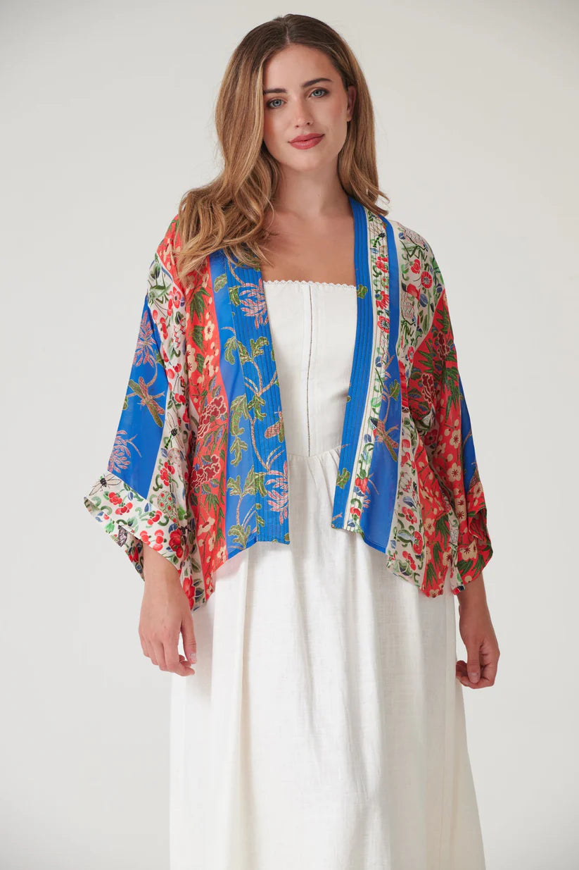 One Hundred Stars Ribbons Blue Kimono