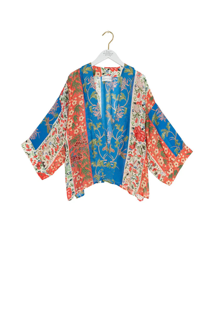 One Hundred Stars Ribbons Blue Kimono