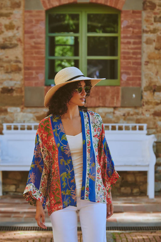 One Hundred Stars Ribbons Blue Kimono