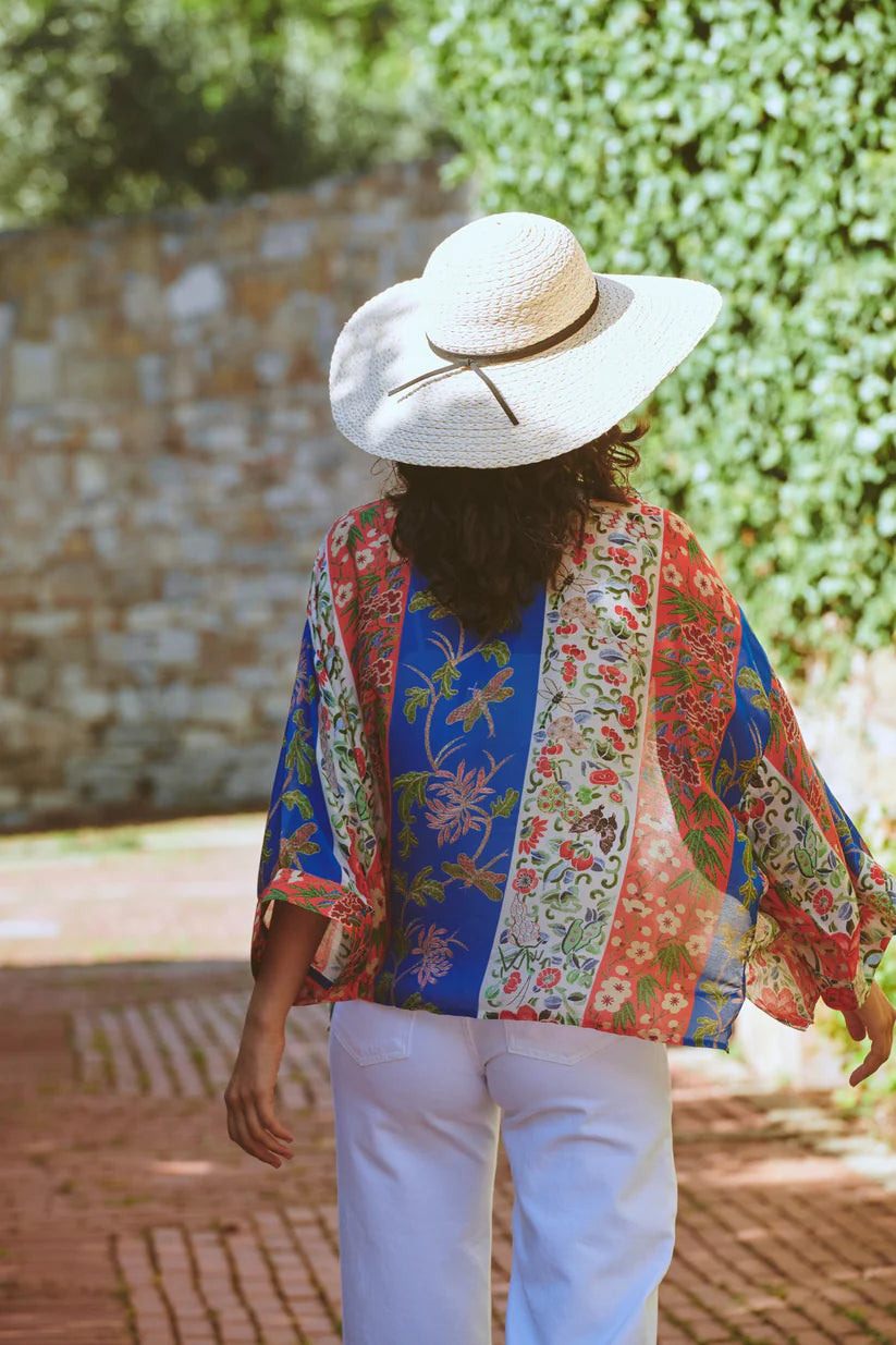 One Hundred Stars Ribbons Blue Kimono