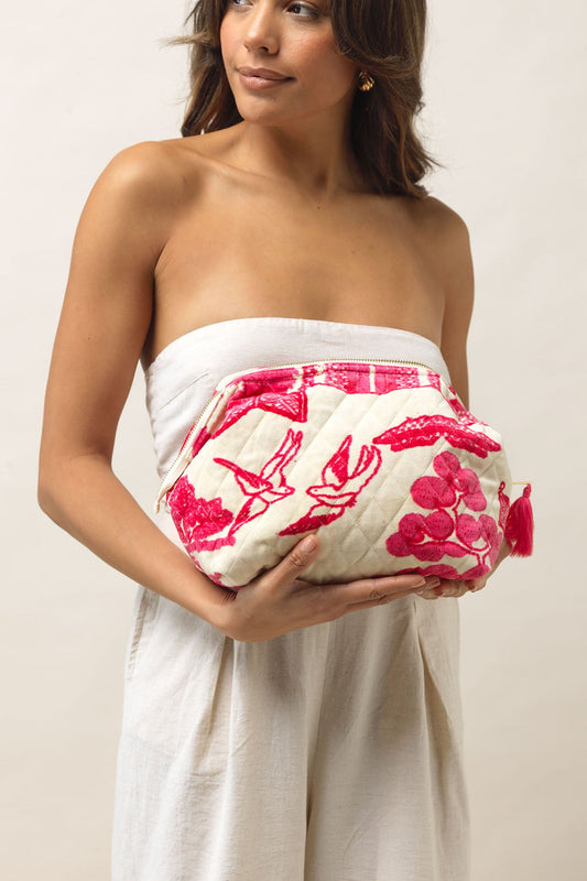 Giant Willow Pink Velvet Pouch by One Hundred Stars