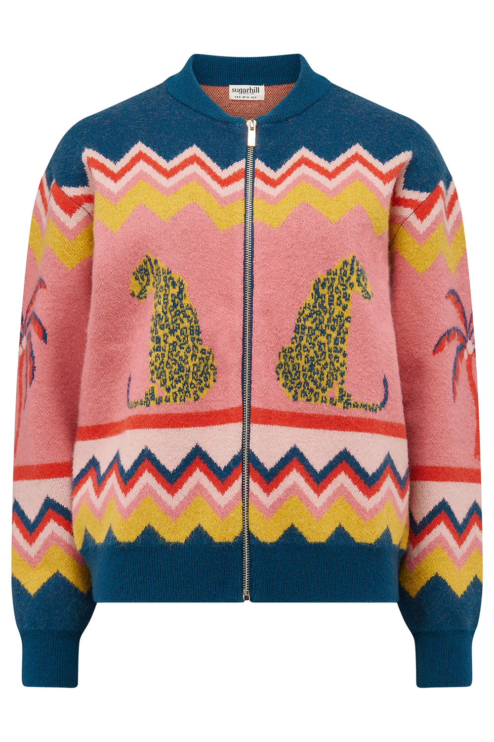Solana Knitted Bomber Leopard and Palms by Sugarhill Brighton