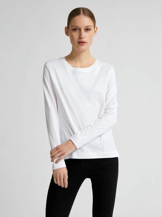 Classic Long Sleeve Tee - Bright White by Selected Femme