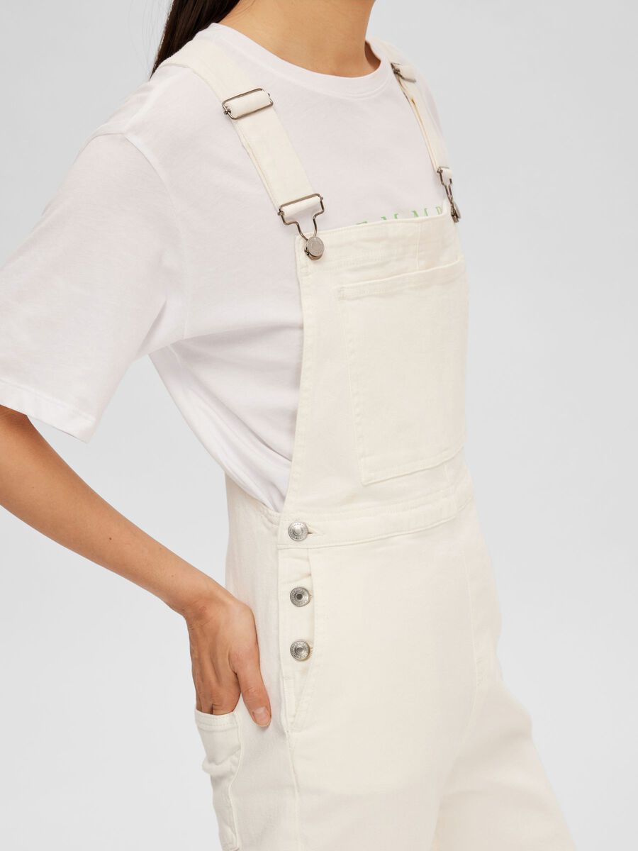 Vinnie Denm Dungarees - Whisper White by Selected Femme