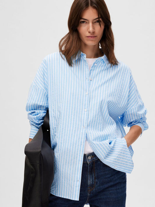 Emma Striped Shirt - Cashmere Blue by Selected Femme