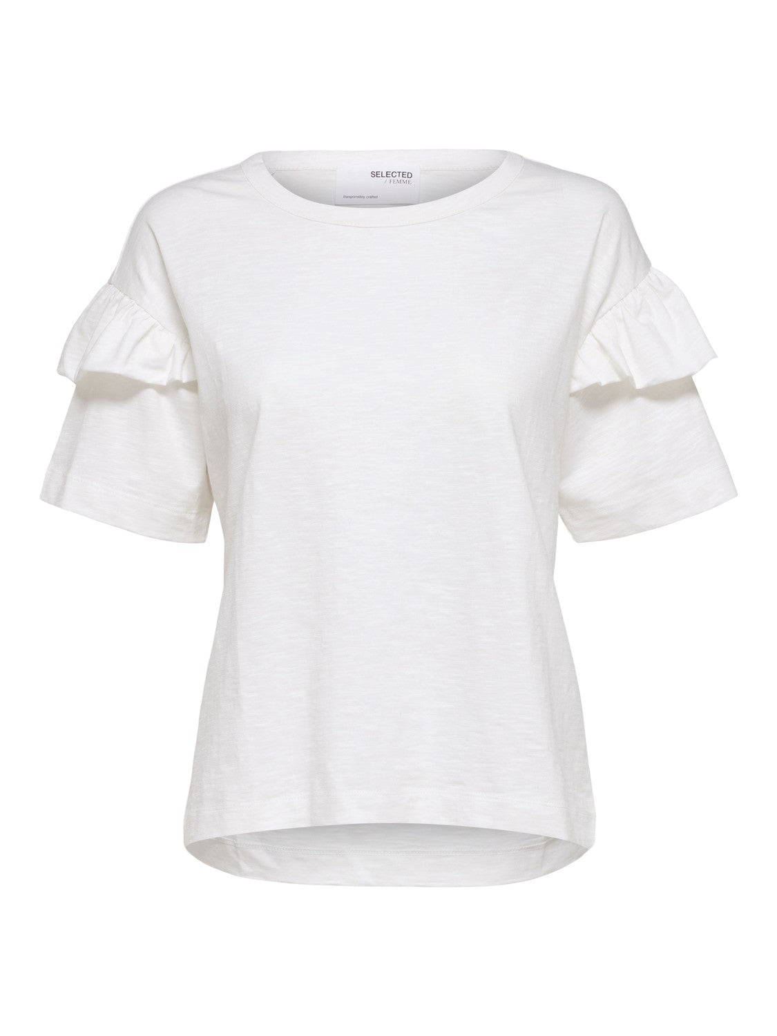 Ruffle Tee - White by Selected Femme