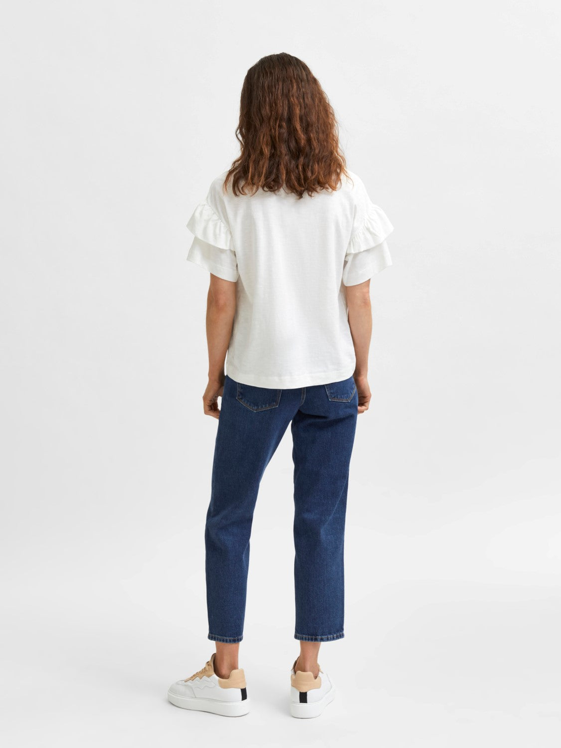 Ruffle Tee - White by Selected Femme