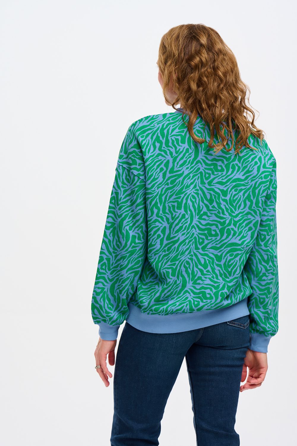 Eadie Sweatshirt - Green / Blue Wild Animal by Sugarhill Brighton