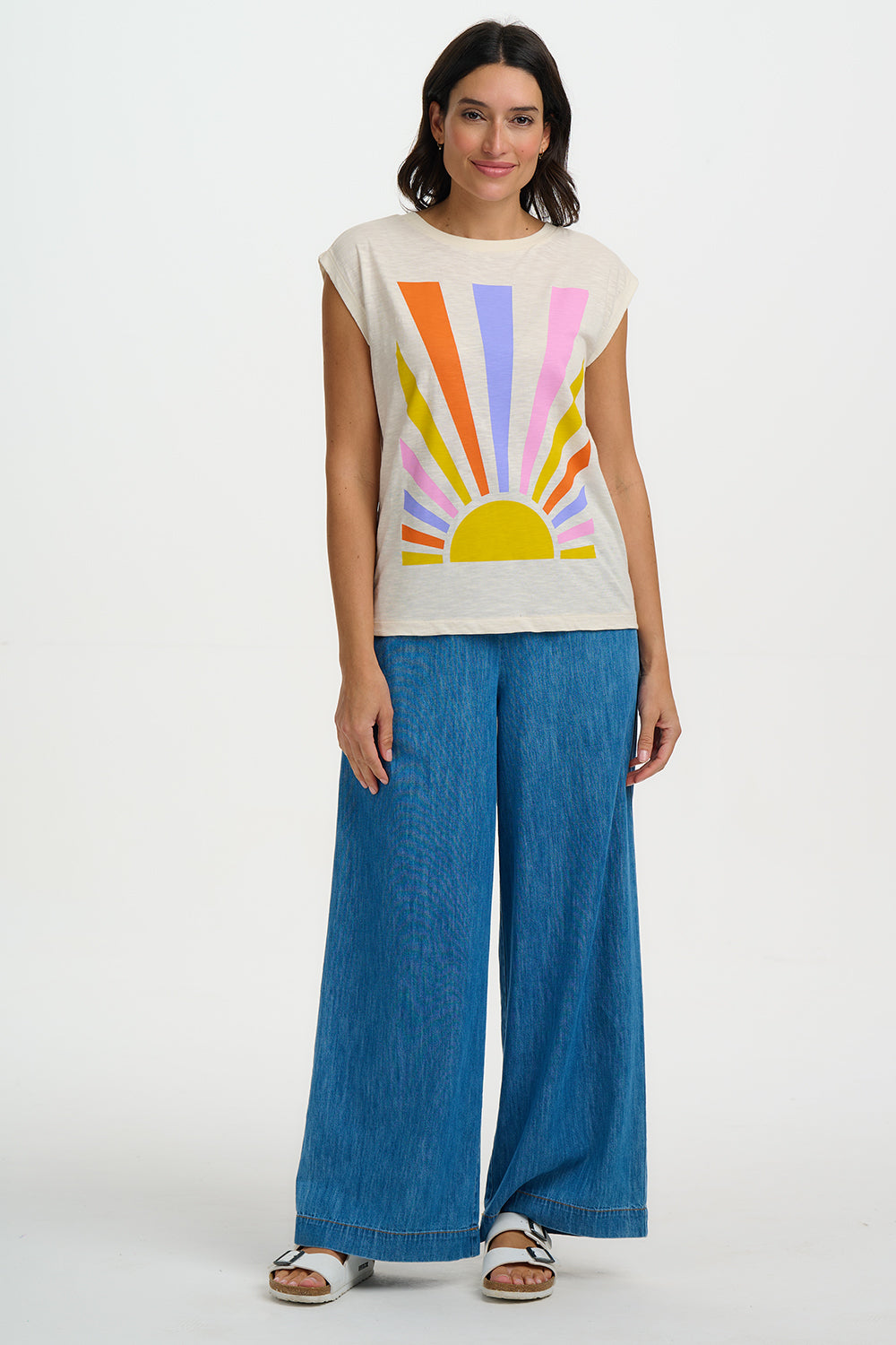 Sugarhill Brighton Chrissy Rainbow Rays Relaxed Tank
