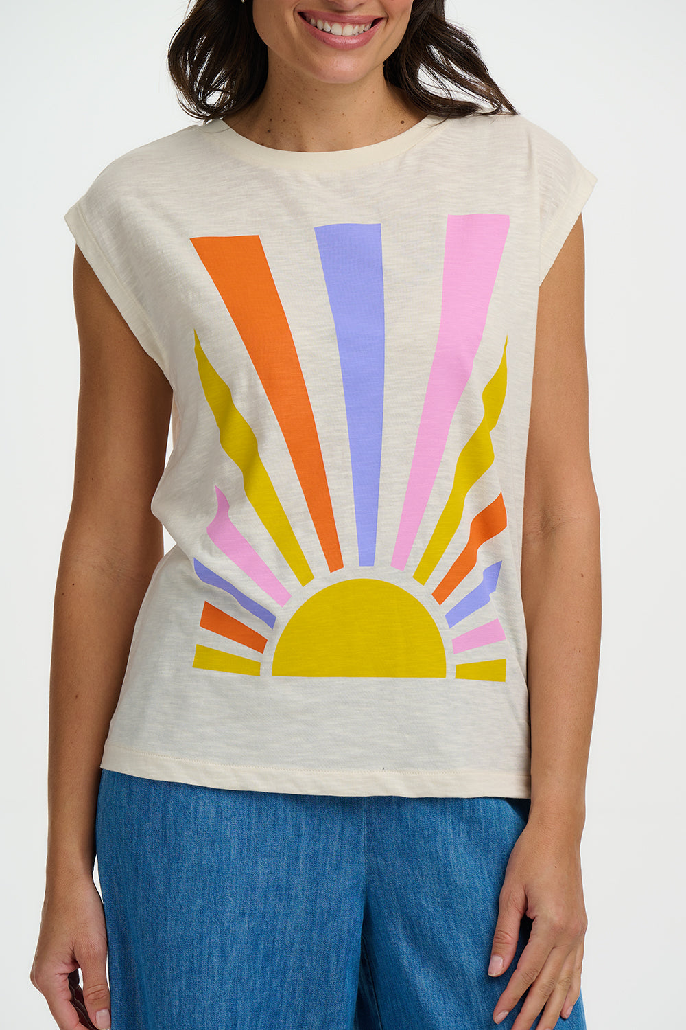 Sugarhill Brighton Chrissy Rainbow Rays Relaxed Tank
