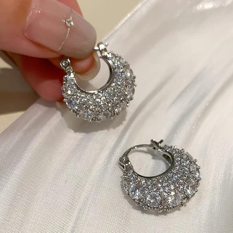 Embellished Silver Hoops